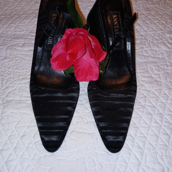 ANN TAYLOR MULE PUMPS HEELS POINTED-TOE, BLACK SIZE 7M - Picture 10 of 16